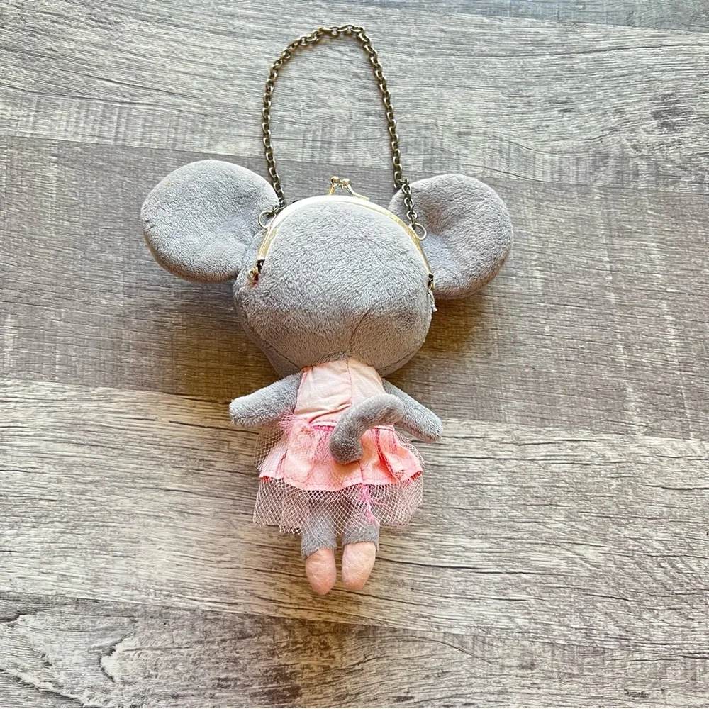 Gymboree Purse Plush Stuffed Animal Mouse Gray Pink Ballerina Tutu Girls Toy Bow